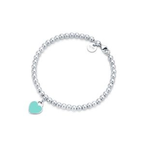 Tiffany Blue Heart Tag Bead Bracelet